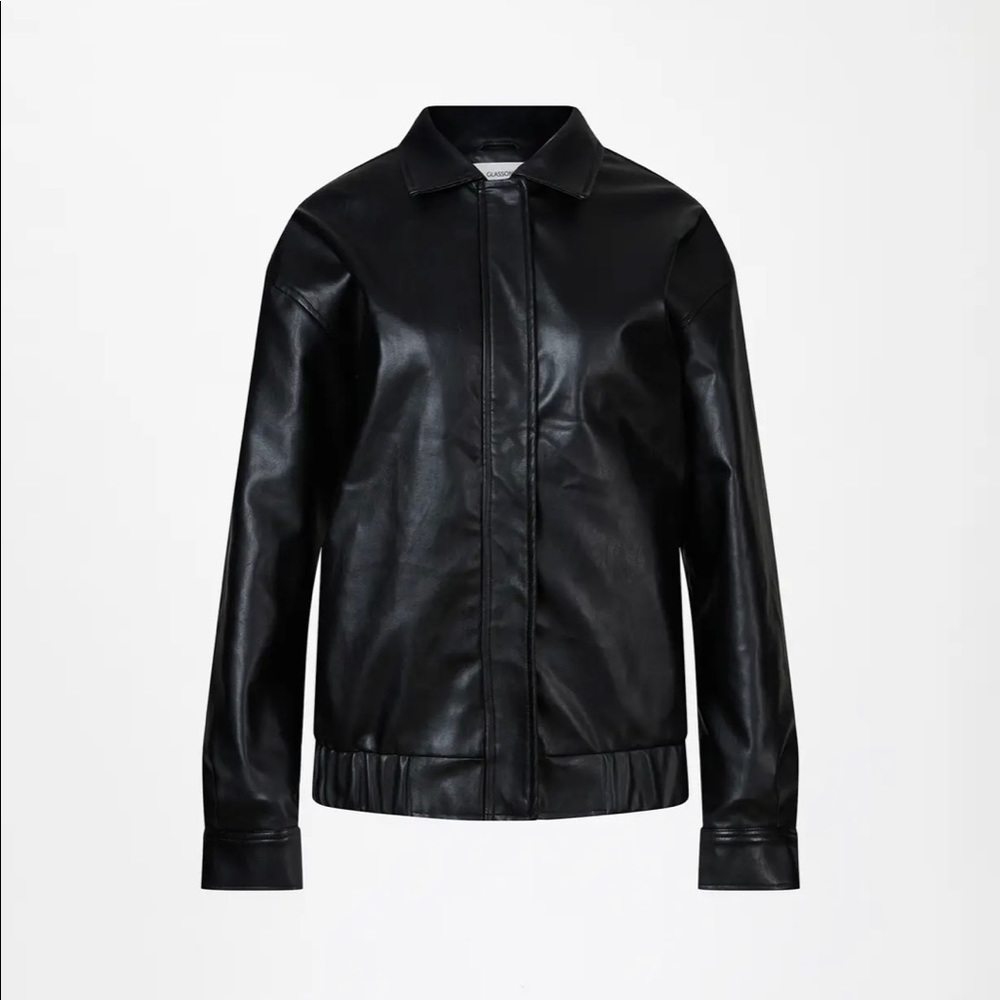 Faux Leather Drop Shoulder Oversized Jacket